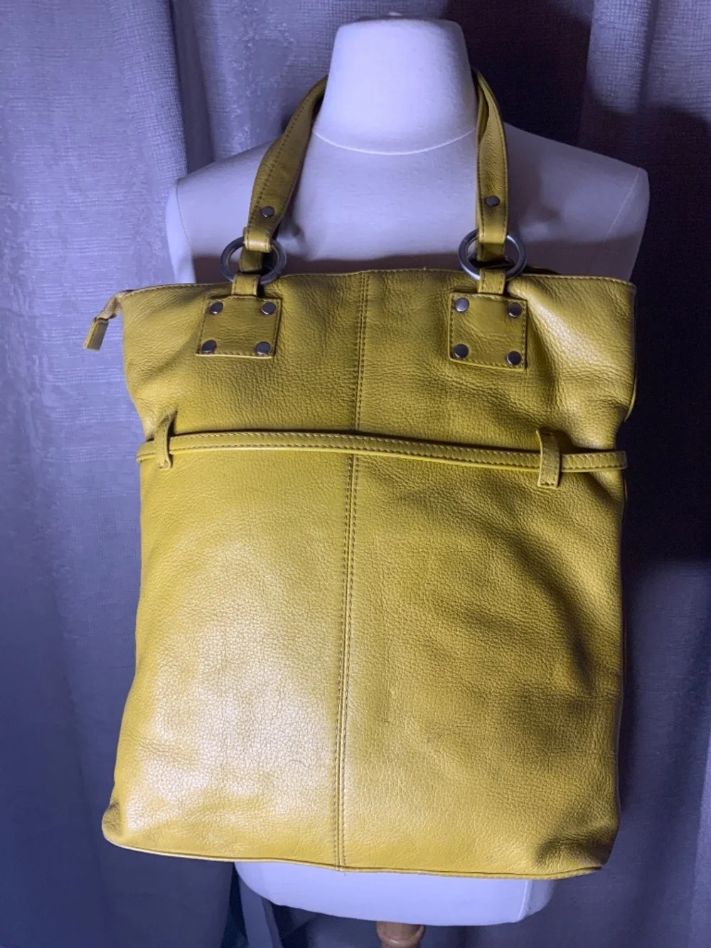 Hobo Handbag - Leather - Mustard Yellow